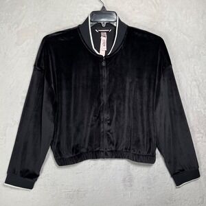 NWT Victoria's Secret Velour Bomber Jacket Size XL Cropped Ribbed Track Jacket
